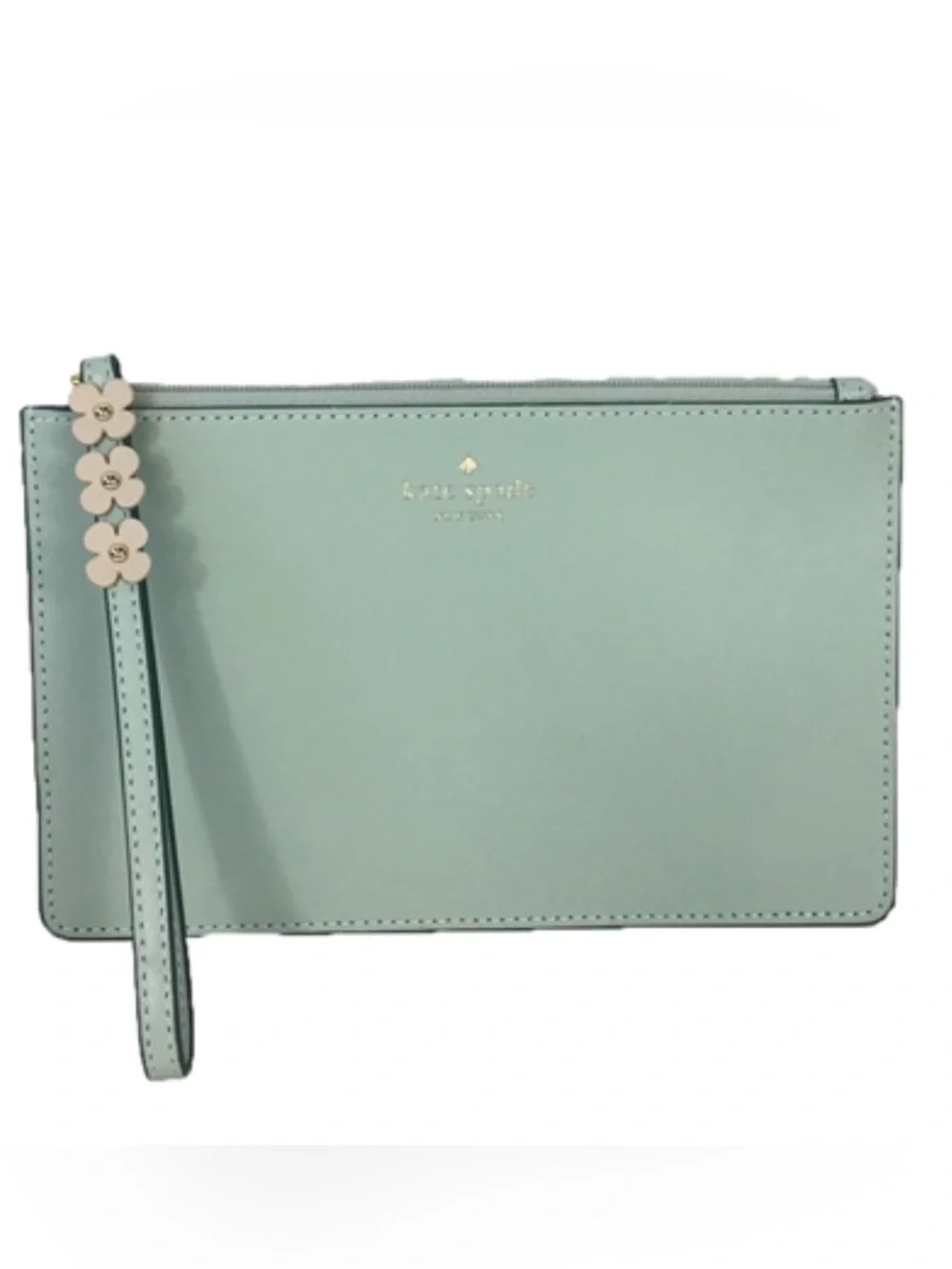 Kate Spade Felicity Floral Applique Leather Eli Wristlet, Misty Mint